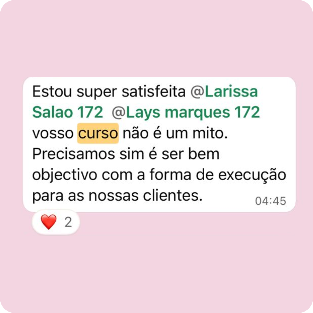 Depoimento de aluna satisfeita com o curso